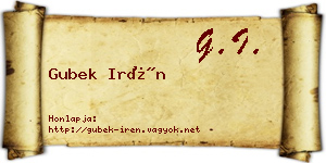 Gubek Irén névjegykártya